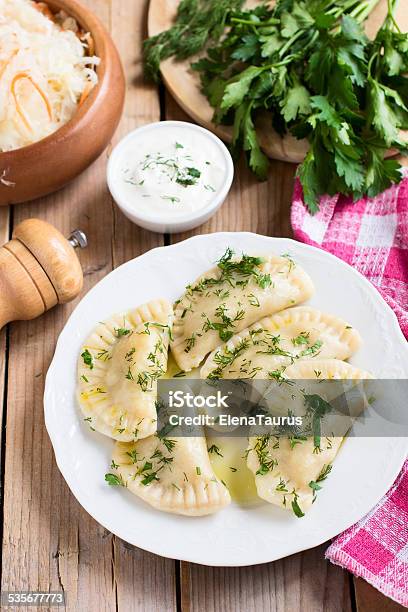 Vareniki Or Varenyky With Potato Ukrainian National Dish Stock Photo - Download Image Now