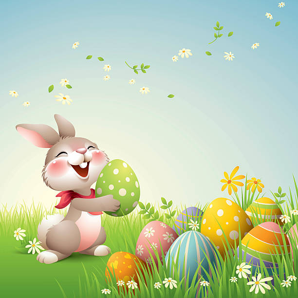 smiley bunny-ostern - hase stock-grafiken, -clipart, -cartoons und -symbole