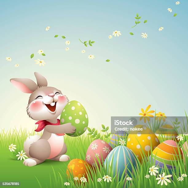 Ilustración de Smiley De Conejito De Pascua y más Vectores Libres de Derechos de Pascua - Pascua, Conejo de pascua, Conejo - Animal
