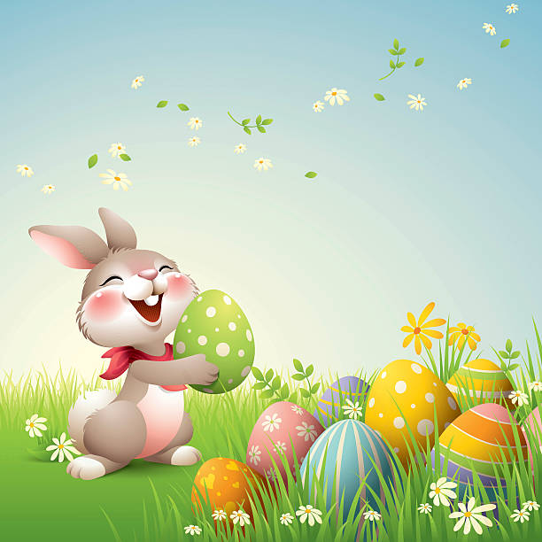 illustrations, cliparts, dessins animés et icônes de lapin de pâques smiley - lapin de pâques