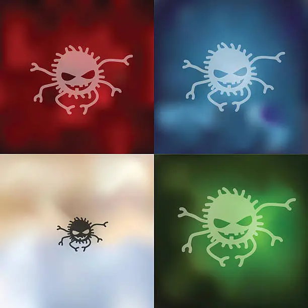 Vector illustration of spider icon on blurred background