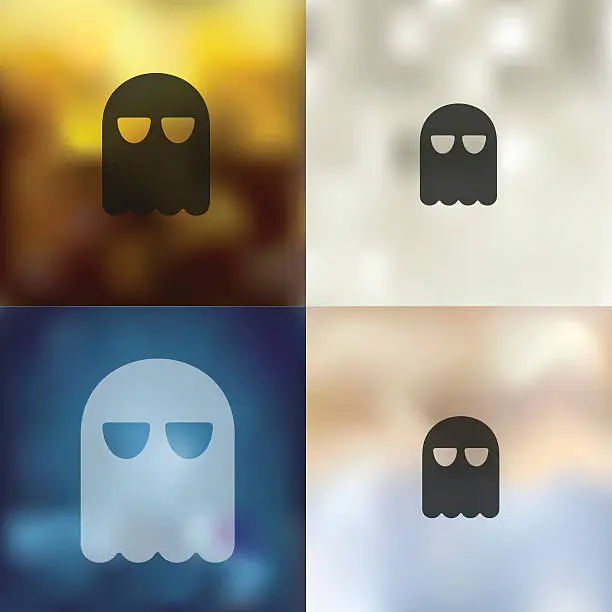 Vector illustration of ghost icon on blurred background