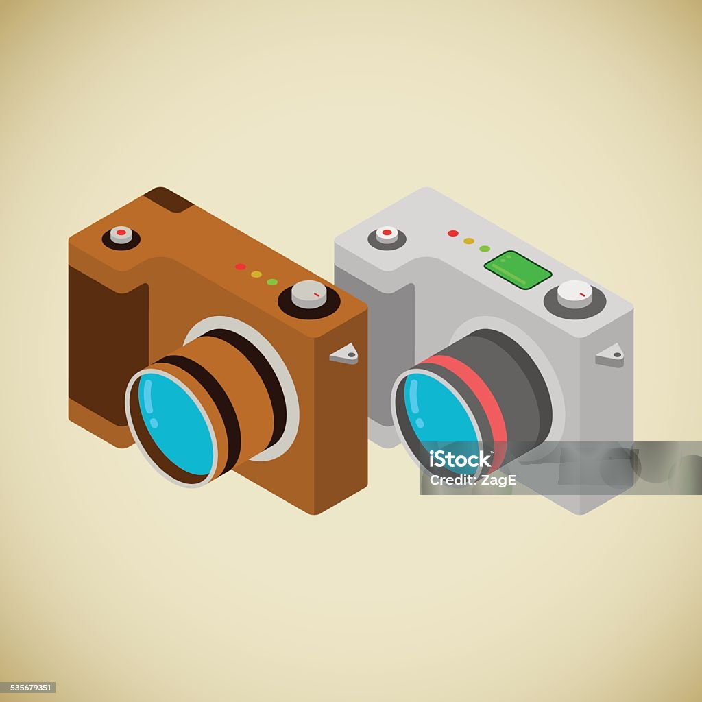 Isometric foto camera Two foto cameras, modern and retro, in isometric style Camera - Photographic Equipment stock vector