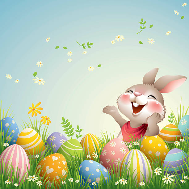Smiley Bunny Happy Easter Stock Illustration - Download Image Now - Easter,  Easter Bunny, Easter Egg - iStock