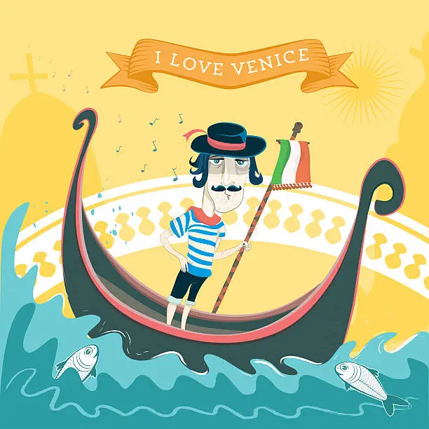 Vector illustration of love venice