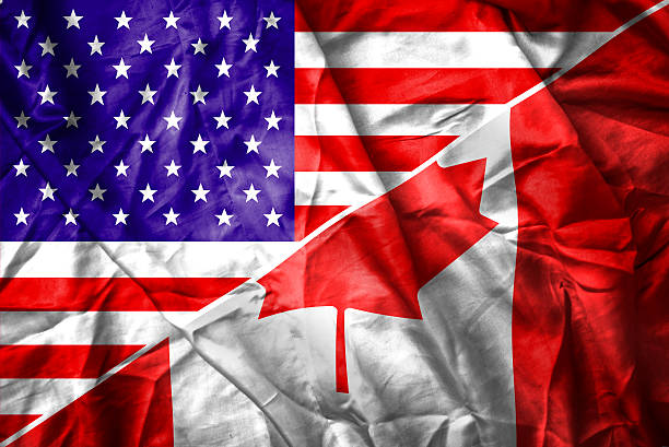 bandeira de eua e no canadá - canada american flag canadian culture usa imagens e fotografias de stock