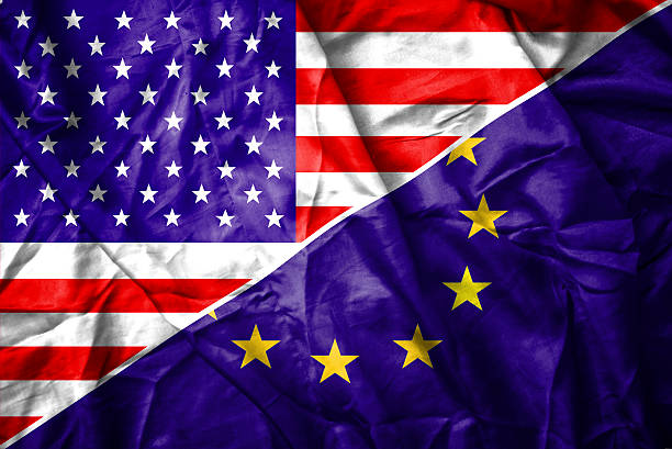 istock Mixed USA and Europe flag 535695063