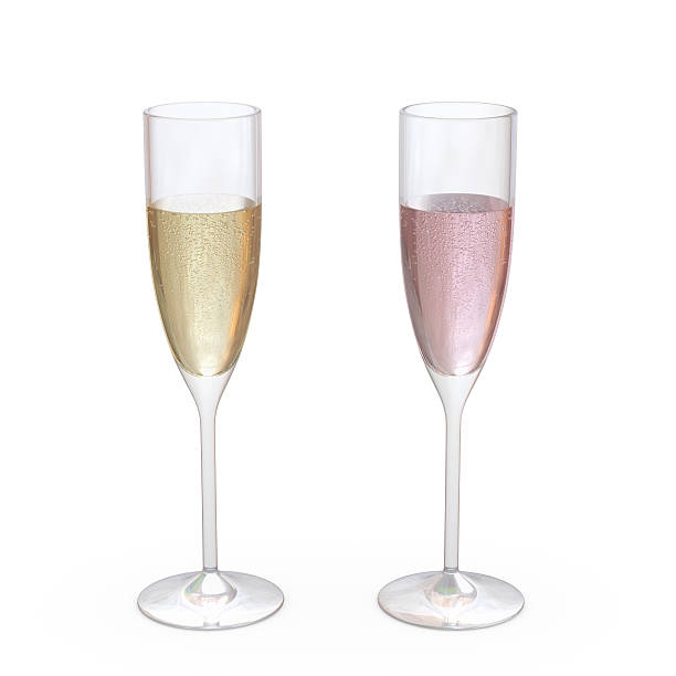 istock Champagne Flutes Classic Glasses set with liquid, clipping path included 535697901