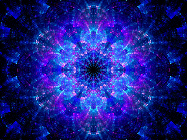 Splitted multicolored kaleidoscope fractal, computer generated abstract background