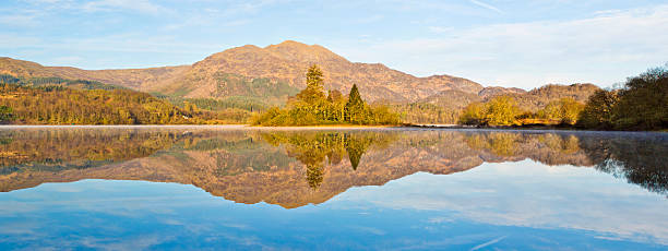 Loch Achray Mirror Reflection stock photo