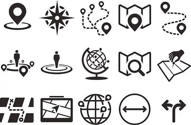 Vector illustration of Stock Vector Illustration: Map icons