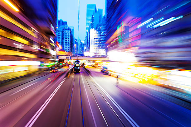 istock traffic light trails  in modern city at night,hongkong 535703155