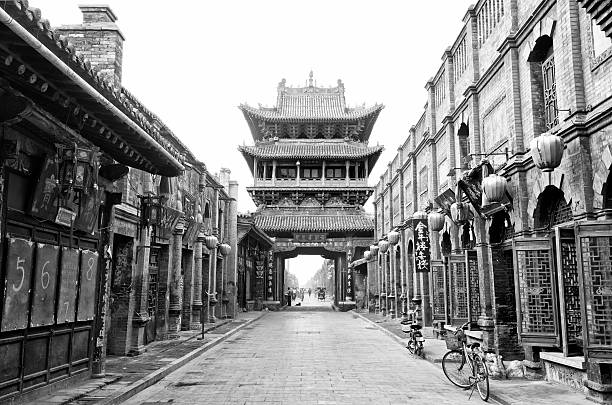 Chinese old town in black and white