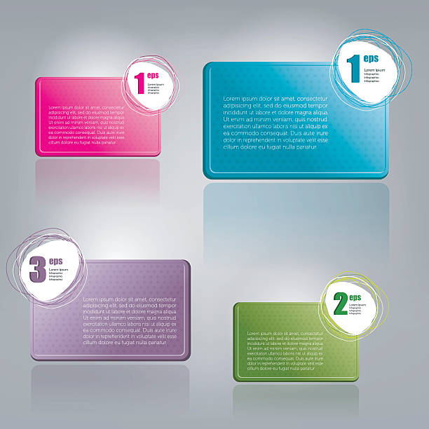 Set of Colorful Bubbles for Speech Vector Design. Set of Colorful Bubbles for Speech Vector Design. 1,2,3 steps text boxes. Infographic. box plot graph stock illustrations