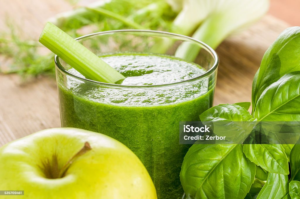 Green Smoothie with fresh ingredients 2015 Stock Photo