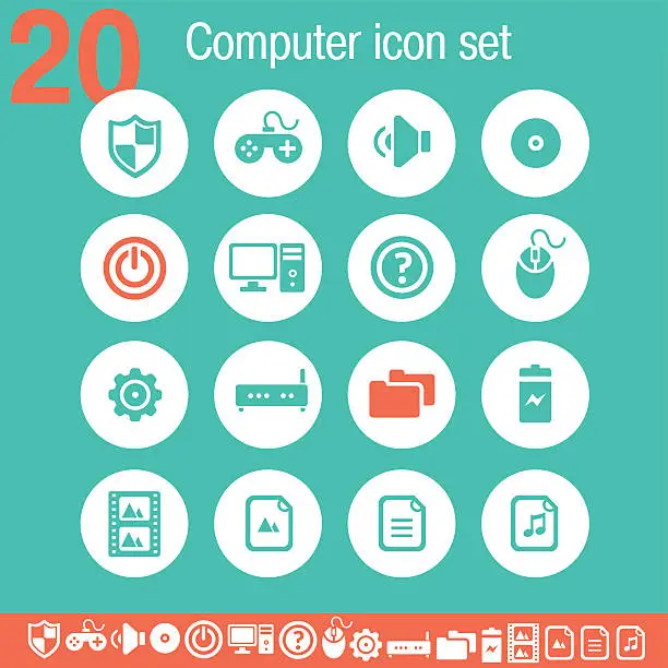 Vector illustration of Computer icons | Flat emerald collection