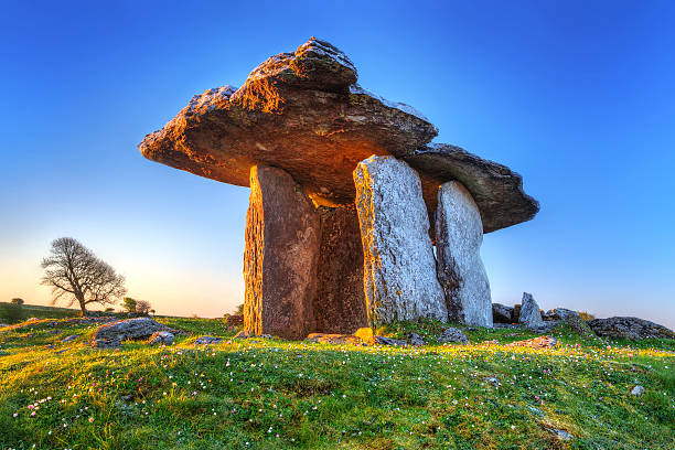 dolmen polnabrone en burren - dolmen stone grave ancient fotografías e imágenes de stock