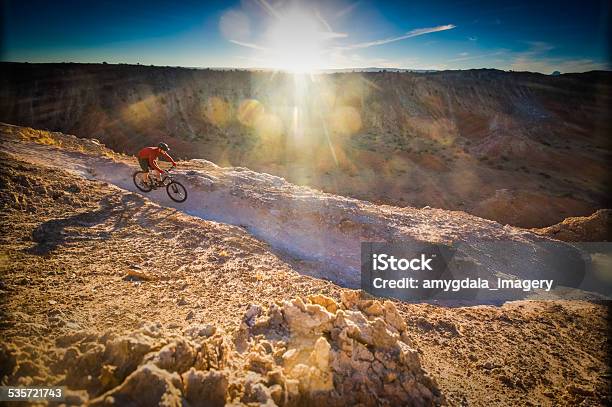 Mountain Biking Man Landscape Stock Photo - Download Image Now - Cycling, Orange Color, Rock - Object