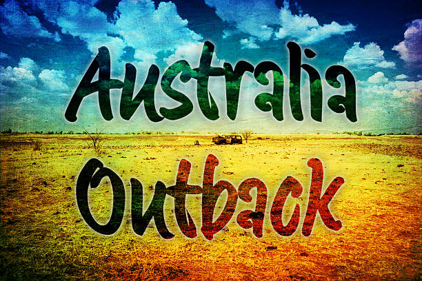 Australian Outback vintage postcard stock photo