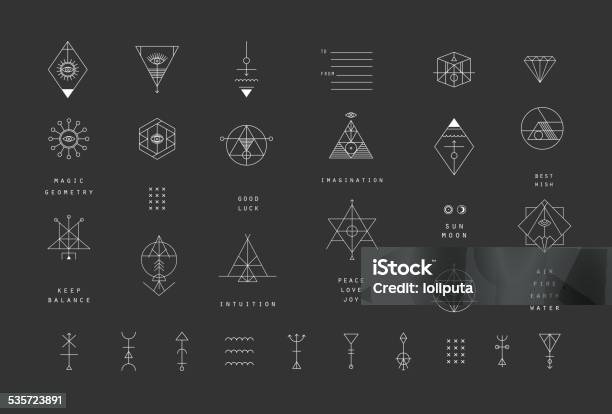 Vetores de Conjunto De Vetor Ícones Geométrica Moderna Alchemy Símbolos Collection e mais imagens de Símbolo