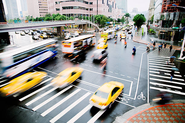 istock Motion blurred Taipei road junction, Taiwan 535724253