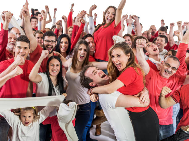 istock Group of ecstatic fans celebrating. 535725293