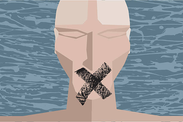 Silenced A modern art poster symbolizing people being reduced to silence. apartheid stock illustrations