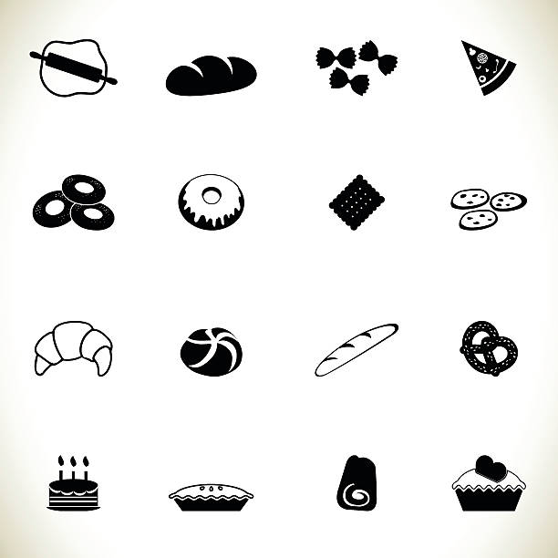 Bread icon set EPS 10 file, image fully editable silhouette of a ice cream black and white stock illustrations