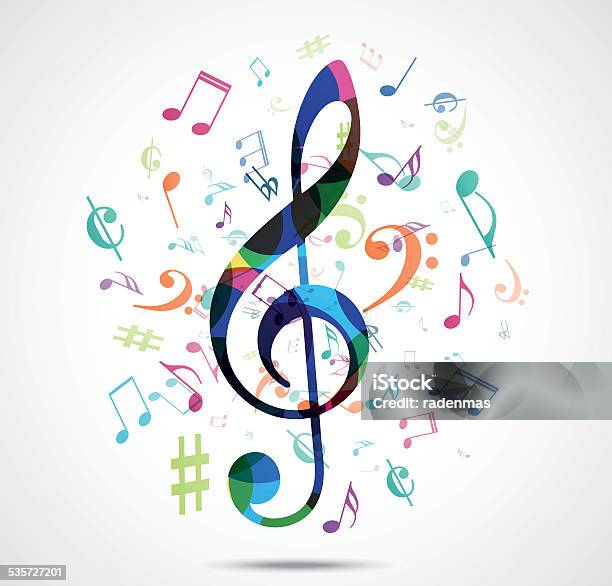 Abstract Background Colorful Music Notes Stock Illustration - Download Image Now - Musical Note, Backgrounds, 2015