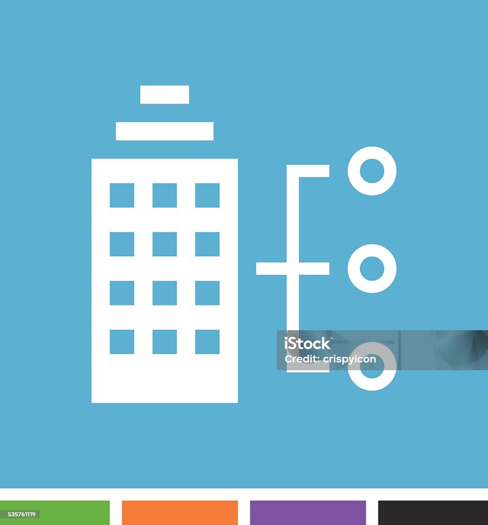 Office Building icon A single icon on simple, colored, square buttons for personal and professional projects. 2015 stock vector