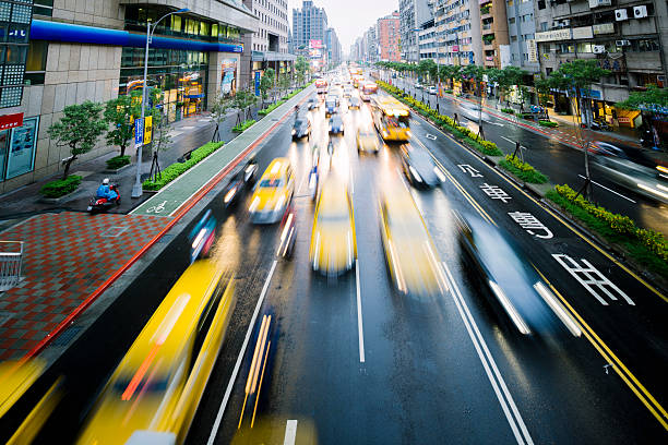 istock Motion blurred Taipei highway, Taiwan 535761705