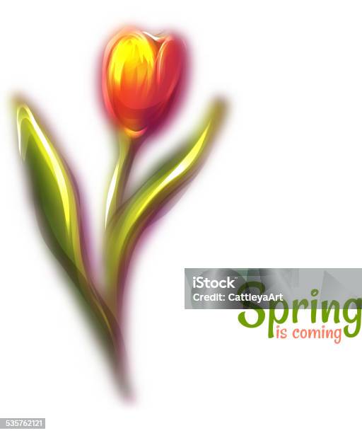 Vector Illustration Of Red Beautiful Blur Tulip Stock Illustration - Download Image Now - 2015, Biology, Botany