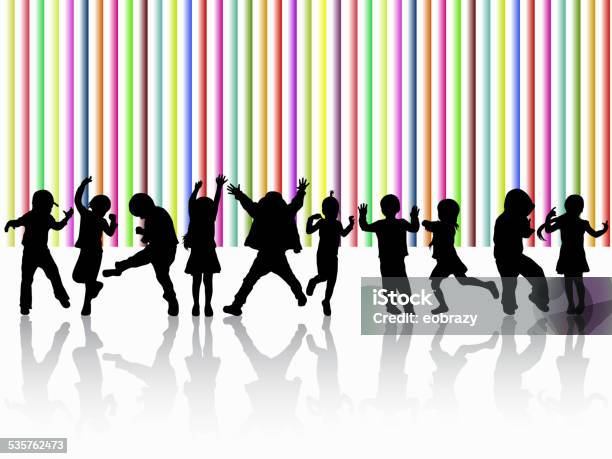 Dancing Children Silhouettes Stock Illustration - Download Image Now - 2015, Activity, Arts Culture and Entertainment