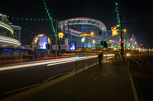 Blackpool fairground at night