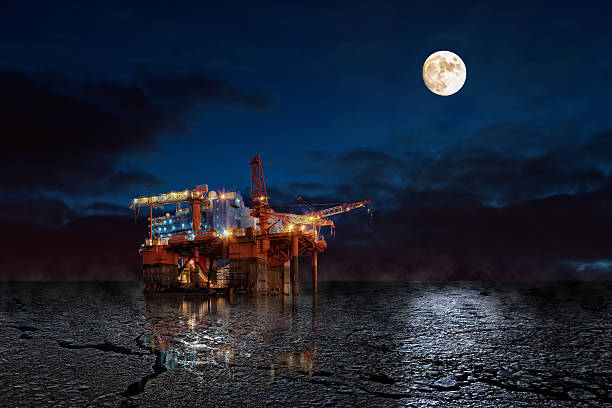 plataforma no mar - oil rig construction platform oil industry sea imagens e fotografias de stock