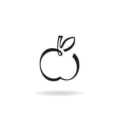 Minimalistic apple icon isolated on white.