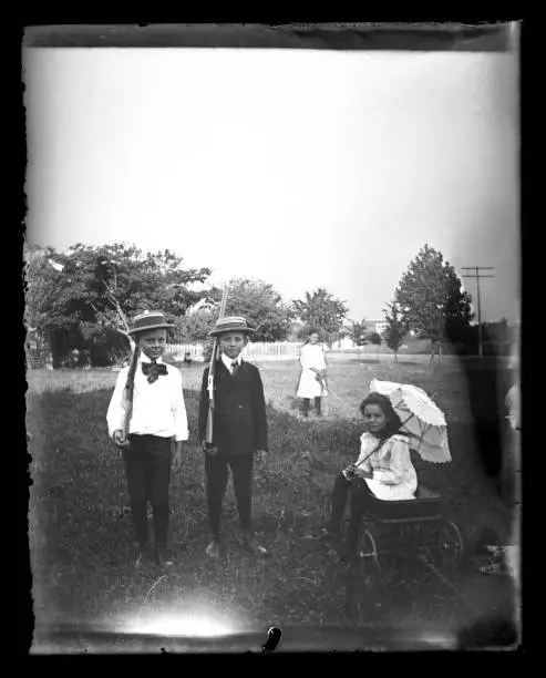 Photo of Children Playing in a Field, Circa 1890