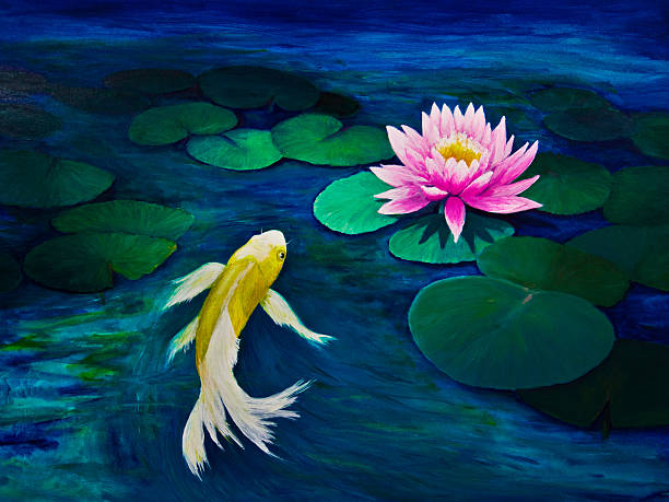 istock Yellow Butterfly Koi and a Pink Water Lily 535770712