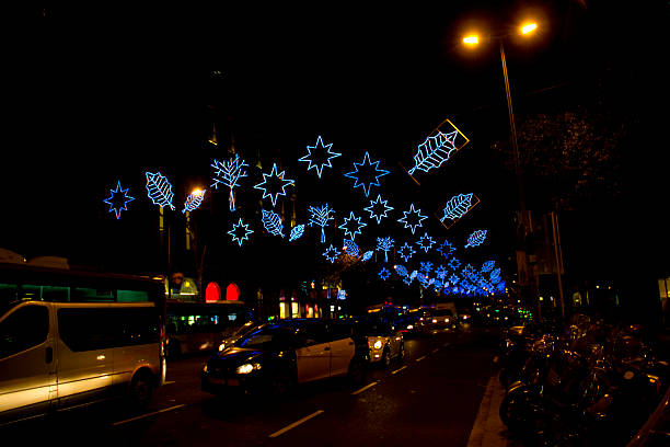 istock Christmas lights in Barcelona street at night 535771069