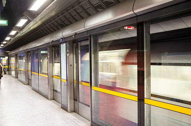 istock Modern metro station with saferty doors 535796250