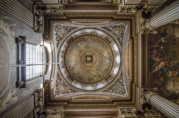 Greenwich University:  Queen Mary Court dome from interior Greenwich University:  Queen Mary Court dome from interior  during day of springtime greenwich london stock pictures, royalty-free photos & images