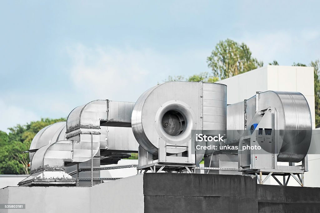Industrial ventilation system Industrial steel air conditioning and ventilation systems Air Conditioner Stock Photo