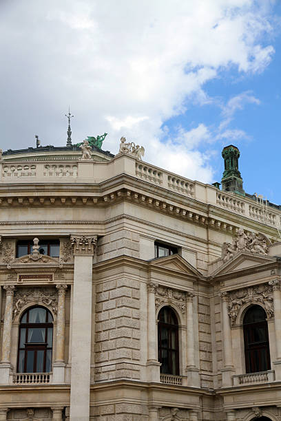 White Theater Vienna, Austria - June 14, 2014: TThe facade of Burgtheater Wien (Vienna). The theater was founded in 1741 and this location was opened in 1888. burgtheater vienna stock pictures, royalty-free photos & images