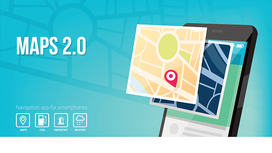Hello Mobile Map Mobile Maps Stock Illustration - Download Image Now - Locator Map, City ...