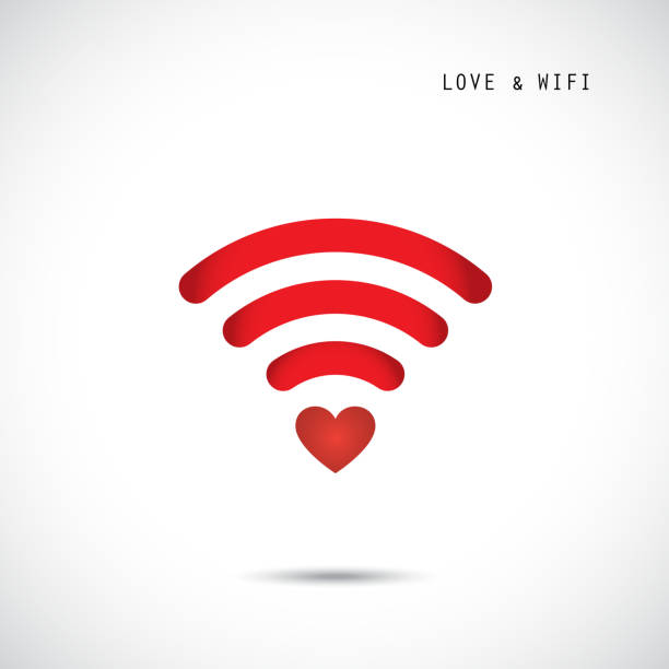 Heart shape and wifi sign. Happy valentine 's day background. vector art illustration