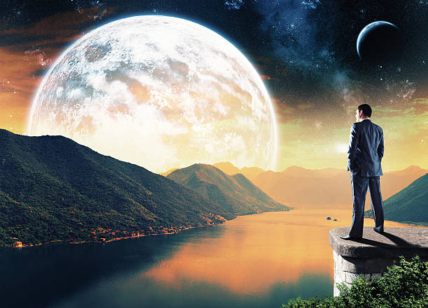 istock Businessman standing in the night 535811467