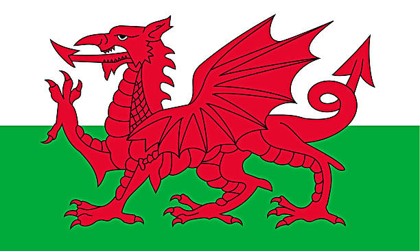 уэльский флаг - welsh flag стоковые фото и изображения