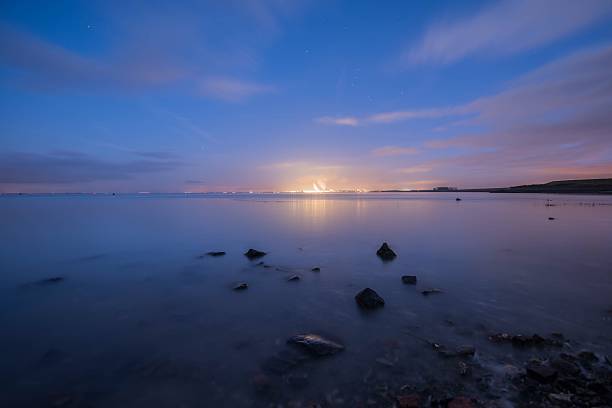 공장 조명 horizon - horizon over water blurred motion long exposure zeeland 뉴스 사진 이미지