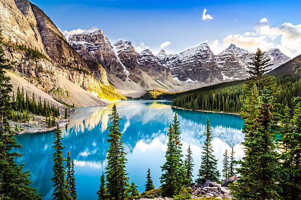 istock Scenic view of Moraine lake and mountain range, Alberta, Canada 535844687