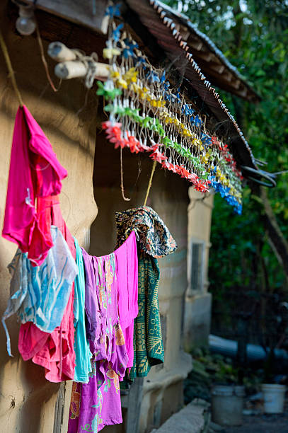 istock Colorful farm facade with drying clothes in Nepal 535845113